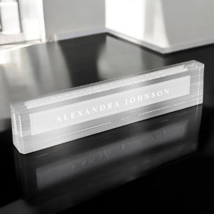 Silver Foil Luxury Professional Modern Desk Name Plate