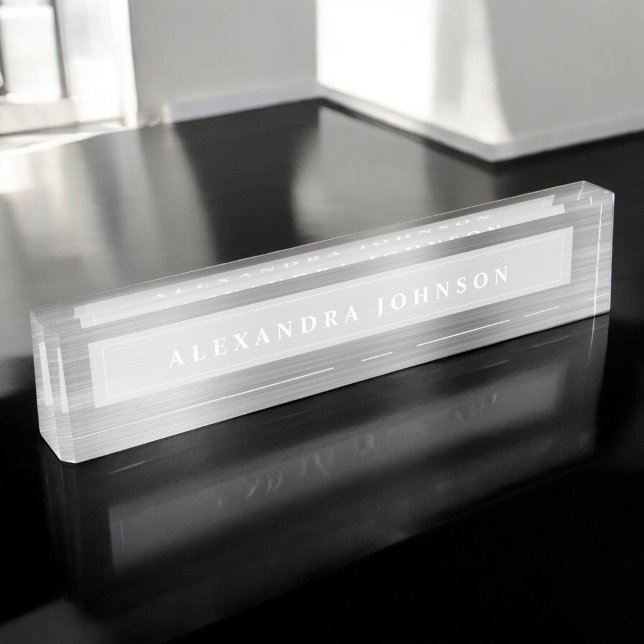 Silver Foil | Luxury Professional Modern Desk Name Plate (Creator Uploaded)