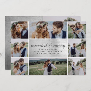 Silver Foil Married & Merry Wedding Announcement