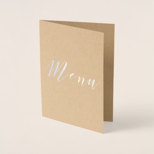 Silver foil menu card  folded card  monogrammed