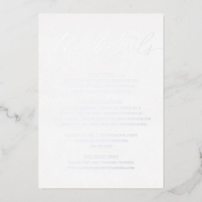 Silver Foil Minimalist Wedding Enclosure Card  (Front)