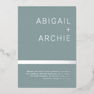 Silver Foil Modern Minimalist Wedding Invitation