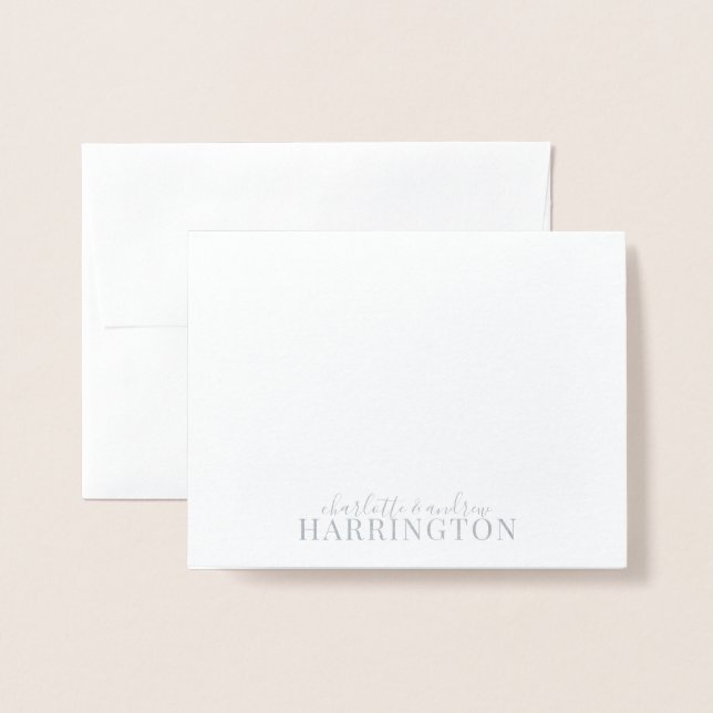 Silver Foil Monogram Couple Name Card (Front With Envelope)