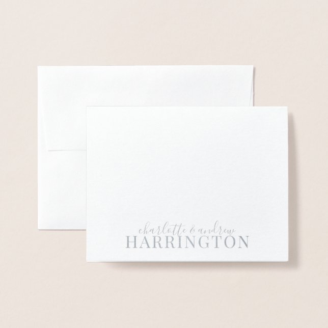 Silver Foil Monogram Wedding Anniversary Foil Card (Front With Envelope)