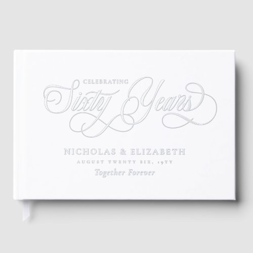 Silver Foil Names 60th Wedding Anniversary Foil Guest Book