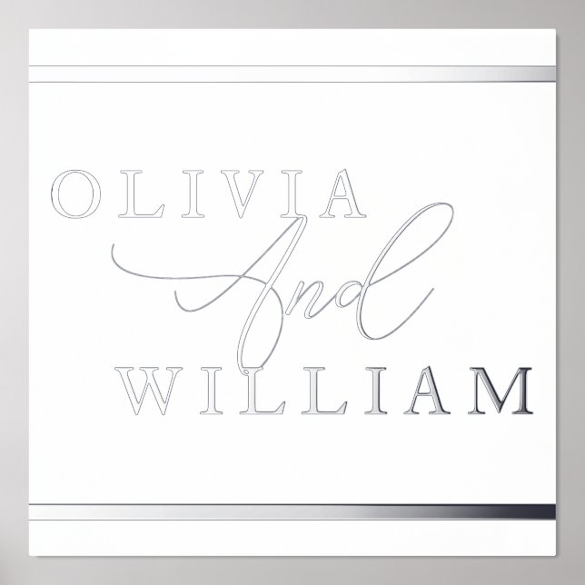 Silver Foil Names Wedding Engagement Anniversary Prints (Front)