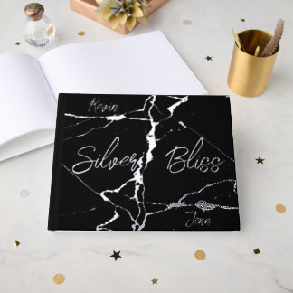 Silver Foil on Black 25th Wedding Anniversary | Foil Guest Book