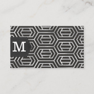 Silver Foil Pattern Monogram Business Card
