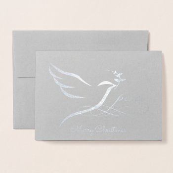 Silver Foil Peace Dove Card by NoteableExpressions at Zazzle
