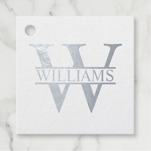 Silver Foil Personalized Monogram and Name Foil Favor Tags