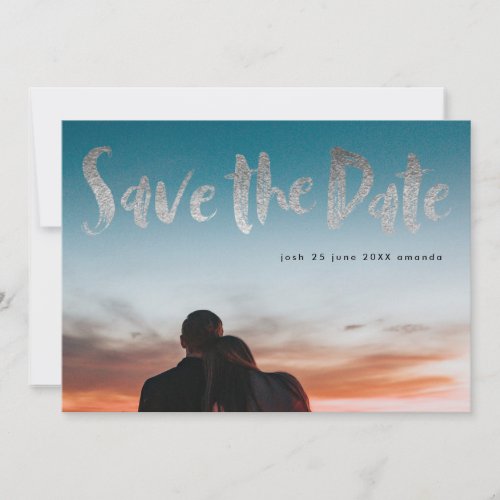 Silver Foil Photo Black Slate Onyx Save the Date