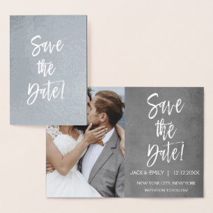 Silver Foil Photo Save the Date Card