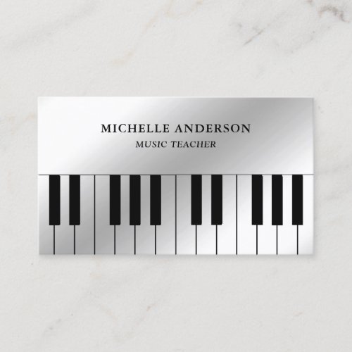 Silver Foil Piano Keyboard Musician Pianist Business Card