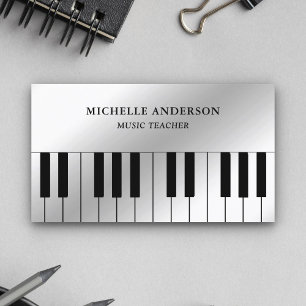 Silver Foil Piano Keyboard Musician Pianist Business Card