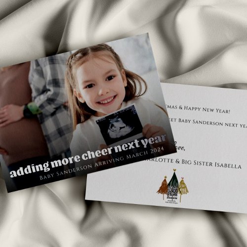 Silver Foil Pregnancy Announcement Christmas Card