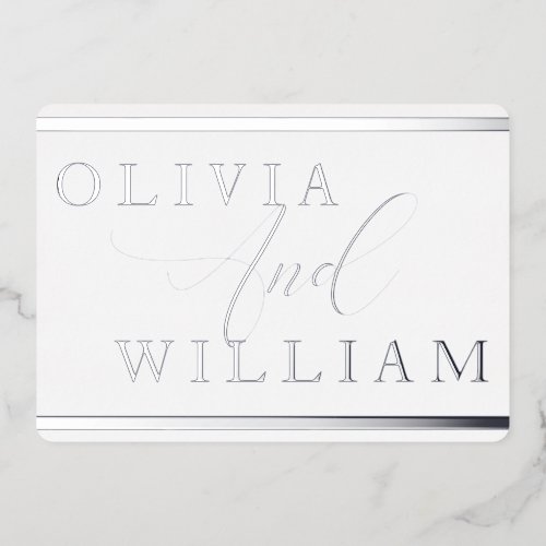 Silver Foil Pressed Modern Elegant Wedding Foil Invitation