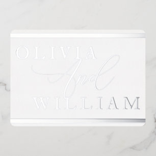 Silver Foil Pressed Modern Elegant Wedding Invitation