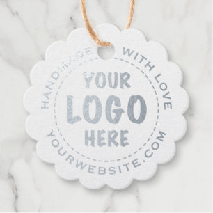 Silver Foil Price Tag Hang Tag Scalloped