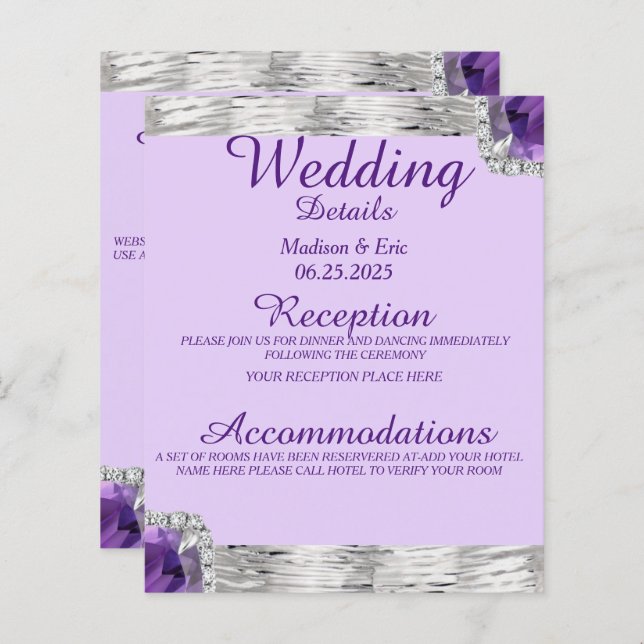 Silver Foil Purple Amethyst Wedding Detail (Front/Back)