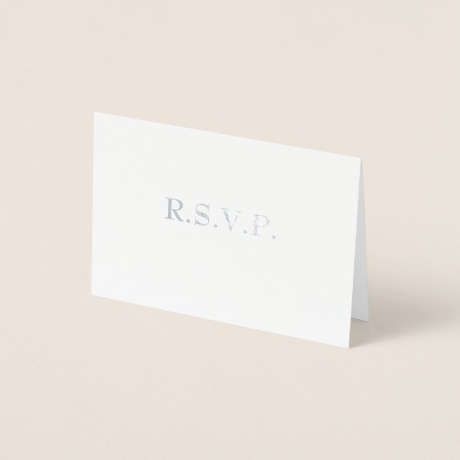 Silver Foil Rose Gold Wedding RSVP Foil Card (Front)