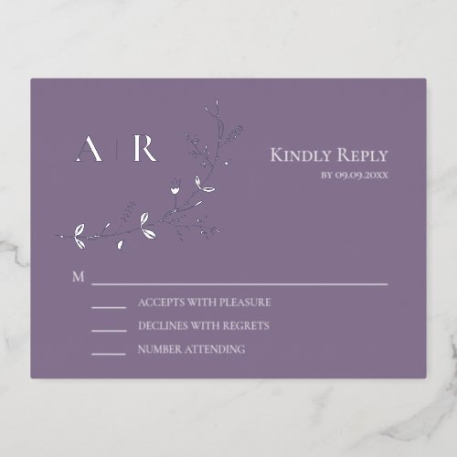 Silver Foil RSVP Wedding Invitation Response Card