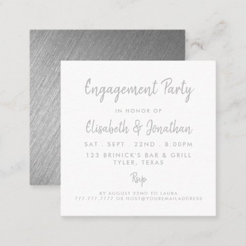 Silver Foil  Script Engagement Party Ticket
