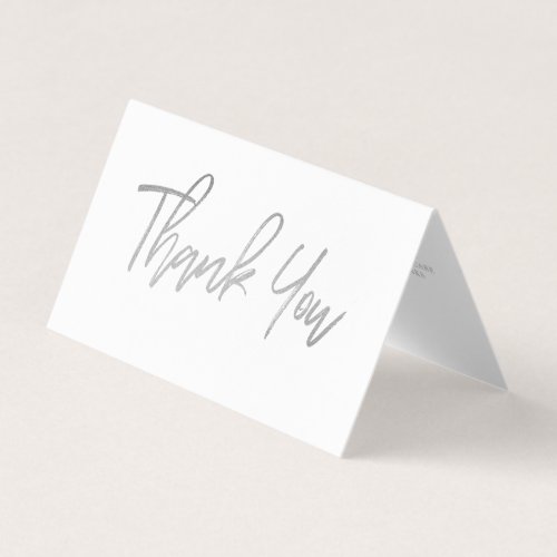 Silver Foil Script Logo Business Thank You Card