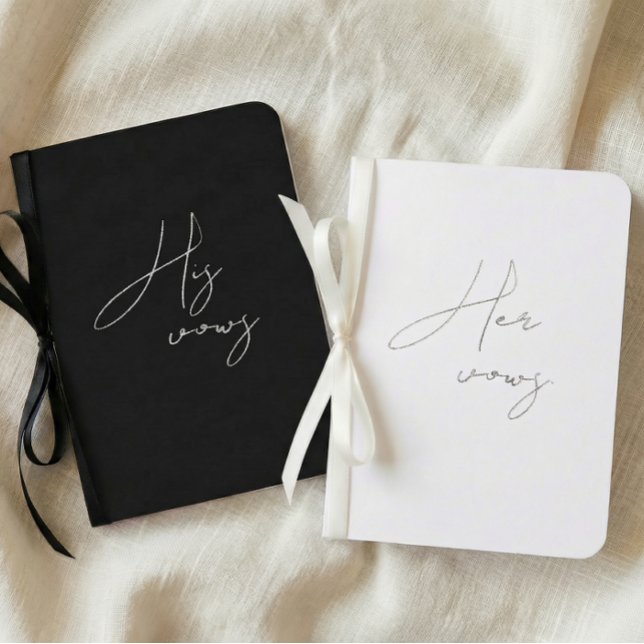 Silver Foil Script Vow Book Set His Her Wedding (Creator Uploaded)