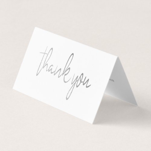 Silver Foil Script Wedding Photo Thank You Card