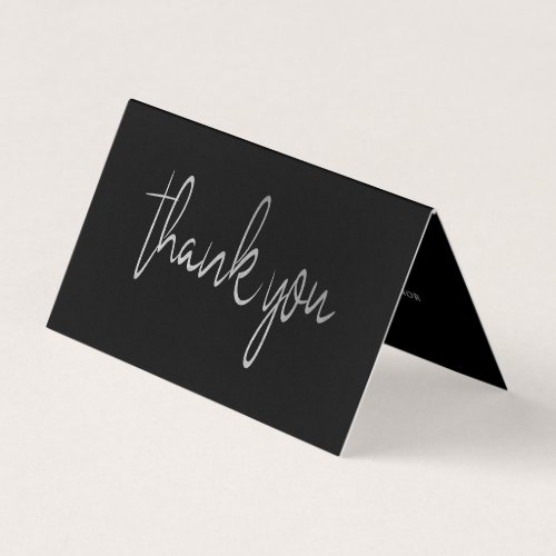 Silver Foil Script Wedding Photo Thank You Card