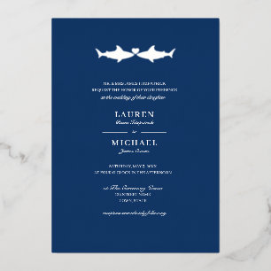 Silver Foil Shark Wedding Invitation