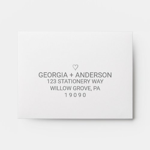Silver Foil Simple Heart Printed Address RSVP Envelope