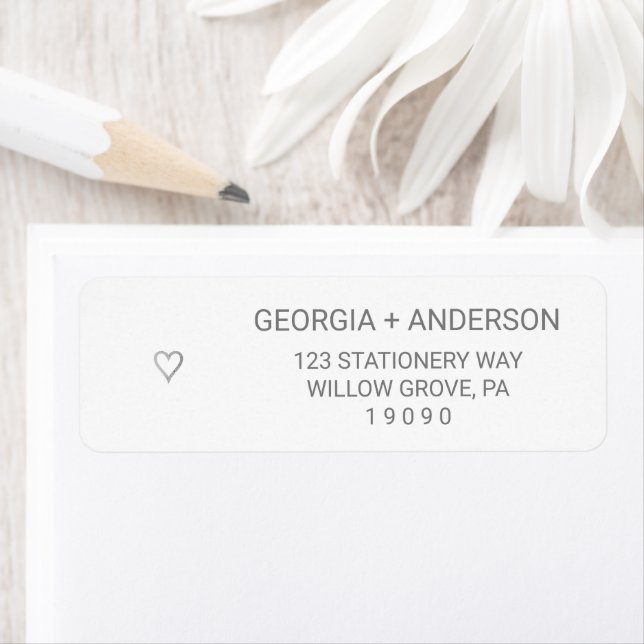 Silver Foil Simple Heart Wedding Label (Insitu)