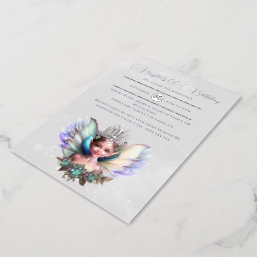 Silver foil snow queen winter wonderland fairy  foil invitation