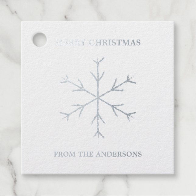 Silver Foil Snowflake Christmas Gift Tag (Front)