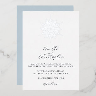 Silver Foil Snowflake Elegant Winter Wedding Invitation