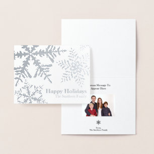 Silver Foil Snowflake Photo Inside Holiday Card