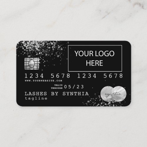 Silver Foil Splash Credit Card add your logo