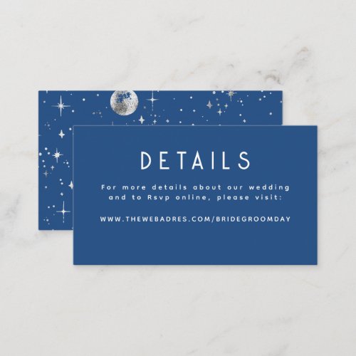 Silver Foil Stars Celestial Wedding Details Enclosure Card