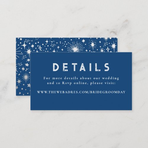 Silver Foil Stars Celestial Wedding Details Enclosure Card