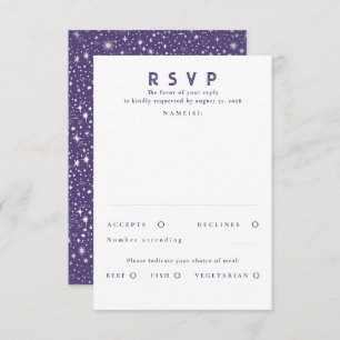 Silver Foil Stars Modern Wedding RSVP