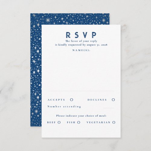 Silver Foil Stars Modern Wedding RSVP