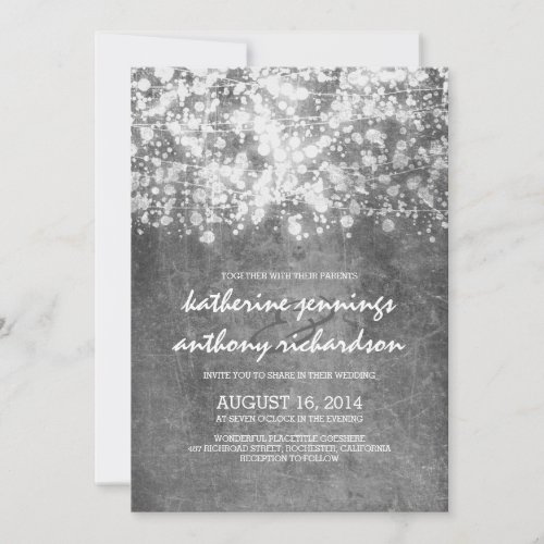 silver foil string lights glitter wedding invites