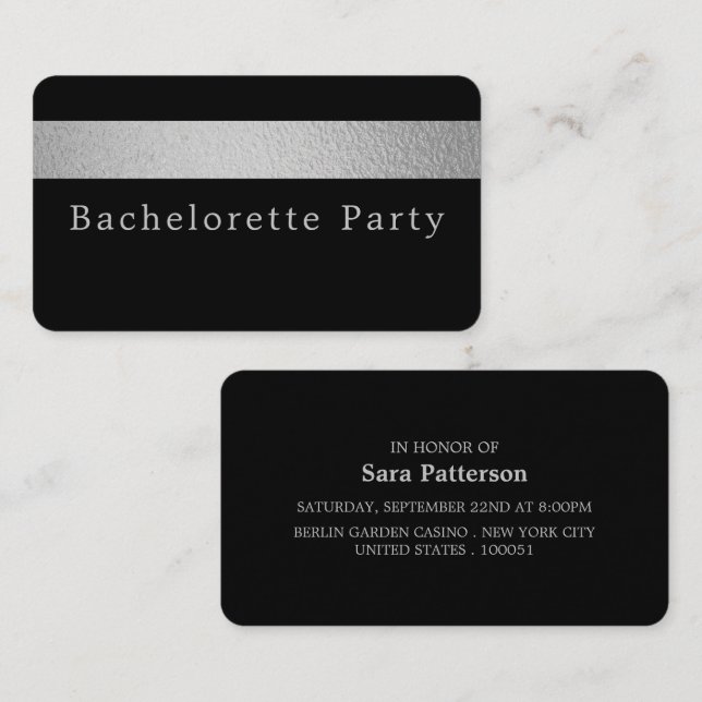 Silver Foil Stripe, Bachelorette Party Ticket (Front/Back)