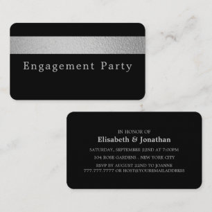 Silver Foil Stripe, Engagement Party Ticket Invite