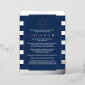 Silver Foil Striped Bar Mitzvah Invite with Star (Standing Front)