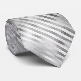 Silver Foil Stripes Neck Tie