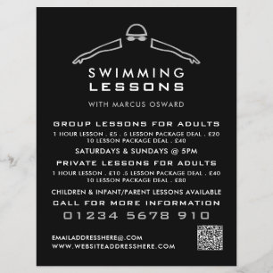 Silver Foil Swimmer Icon, Swimming Lesson Advert  Flyer