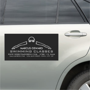Silver Foil Swimmer, Swimming Coach/Classes Car Magnet