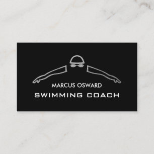 Silver Foil Swimmer, Swimming Coach & Lifeguard Business Card